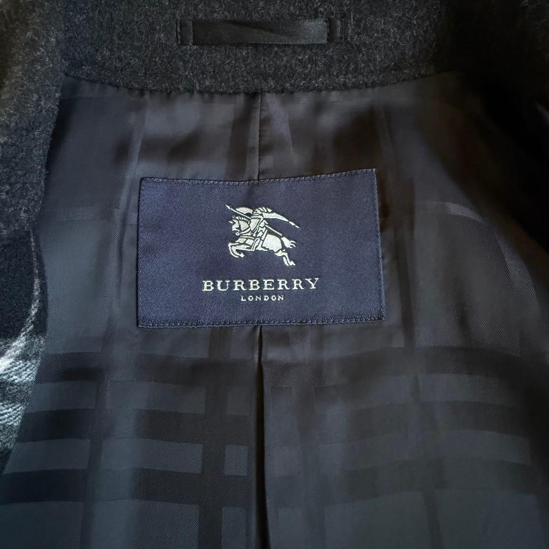 【極美品】バーバリーロンドン ピーコート カシミア混 グレーブラック 11号