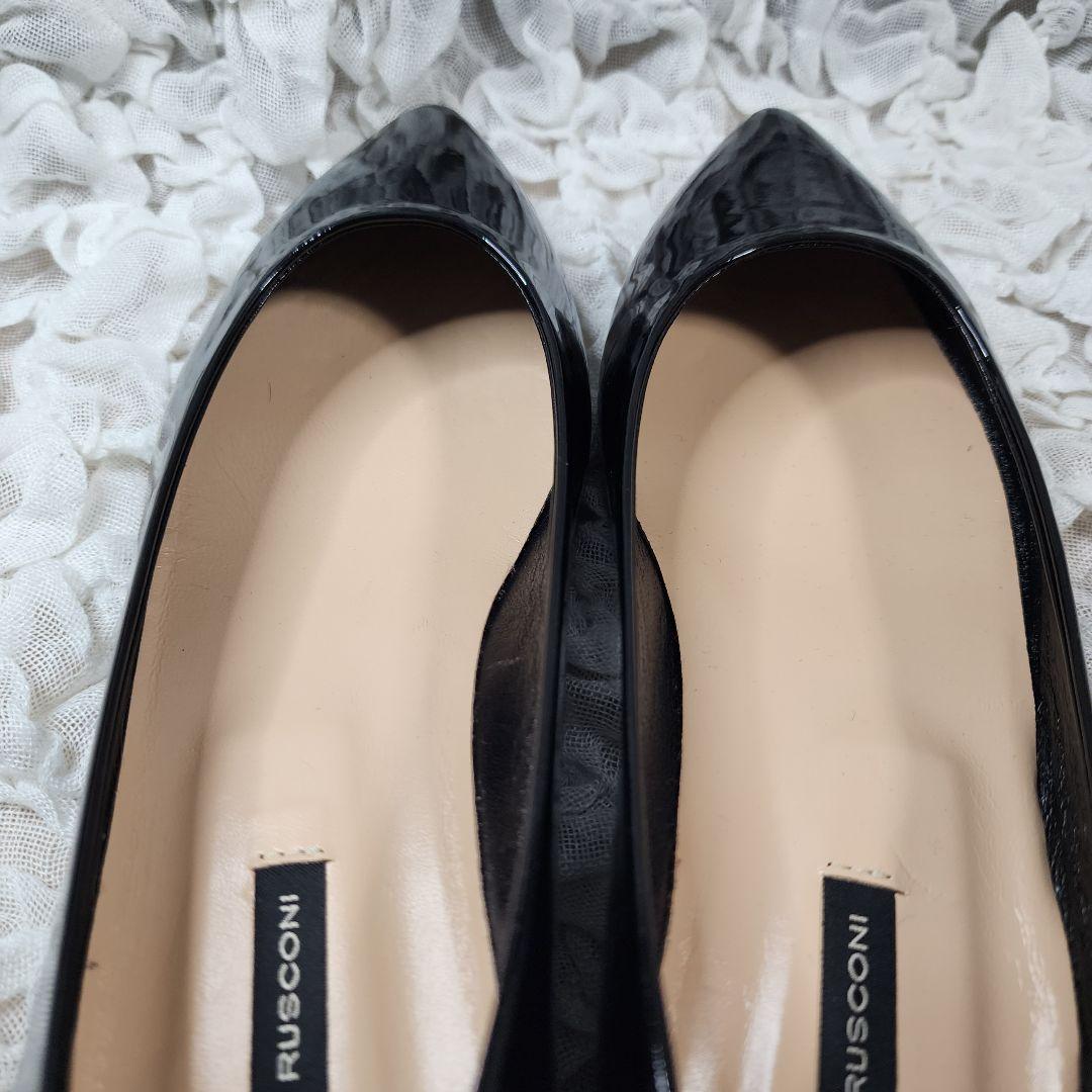 未使用 ファビオルスコーニ アーモンドトゥ エナメル フラット パンプス