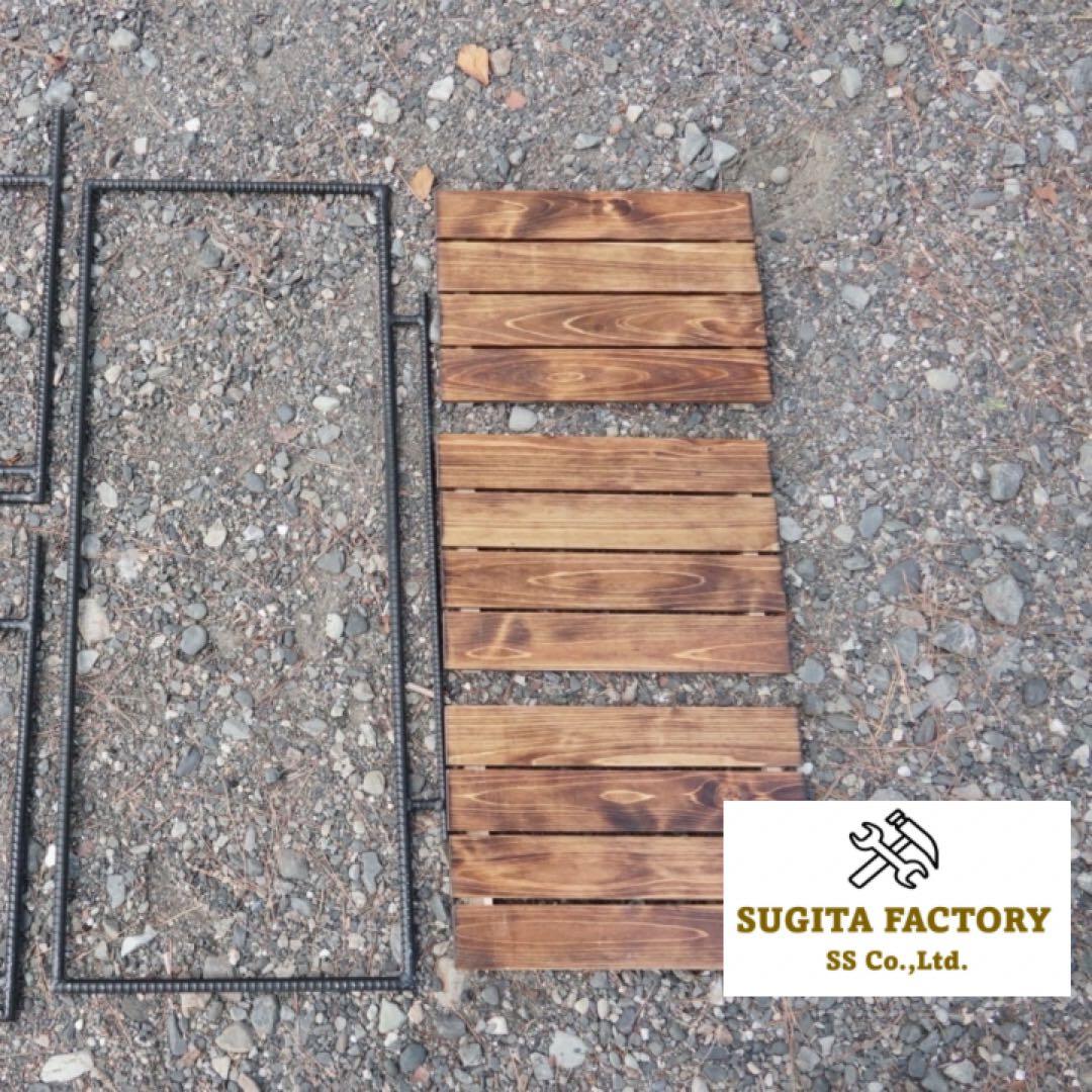 檜無垢材　スノーピークIGT対応アイアンテーブル　キャンプテーブル　ローテーブル