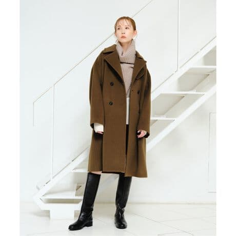 美品　クリーニング済　スーパー140ビーバーダブルコート　ブラウン