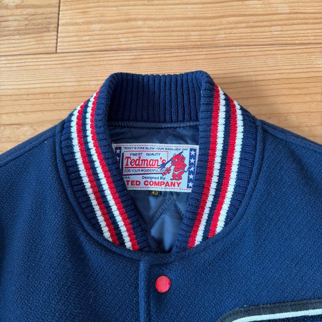 【激レア！300着限定】TEDMAN スタジャン 袖レザー 紺 42( L )