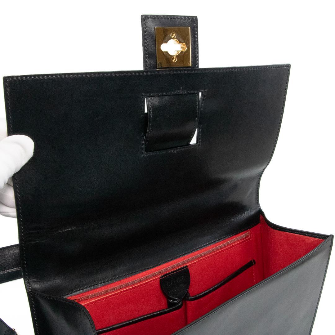 本物 セリーヌ ショルダーバッグ レディース クロコ型押し 黒 斜め掛け ロゴ