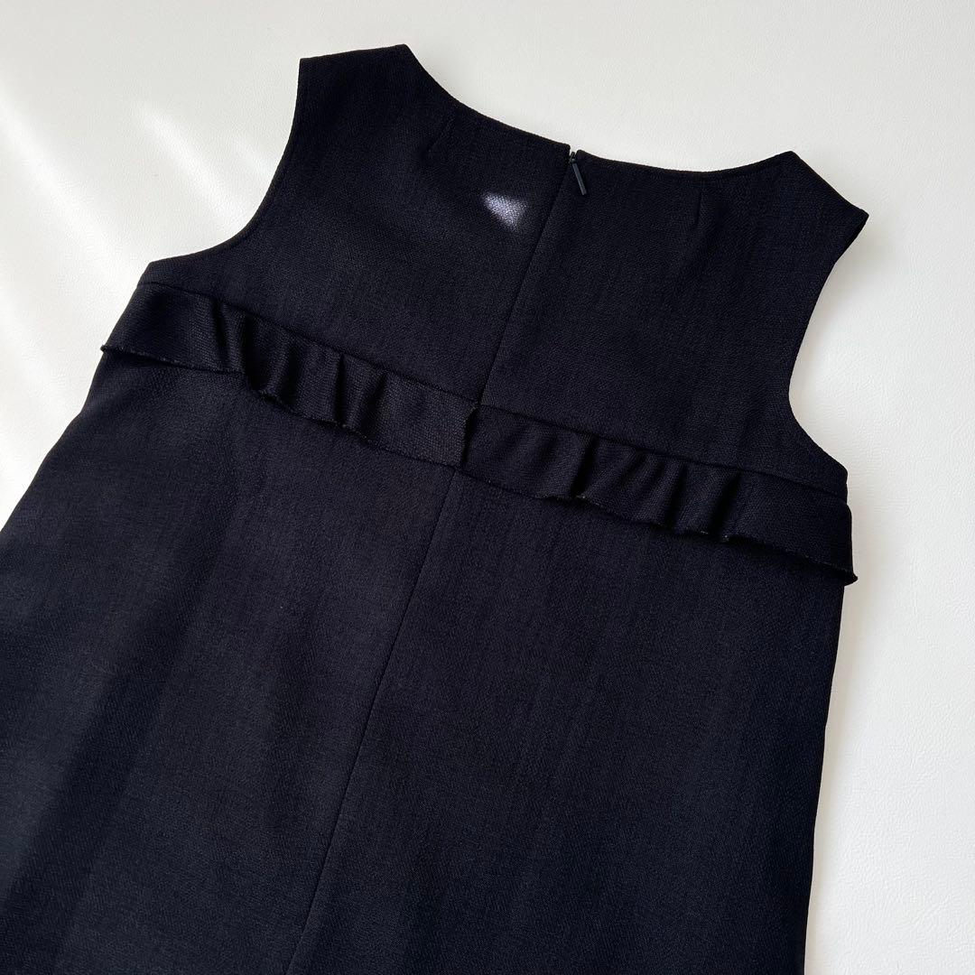 良品　Rene ルネ　Aラインワンピース　サイドフリル　バックフリル　ネイビー