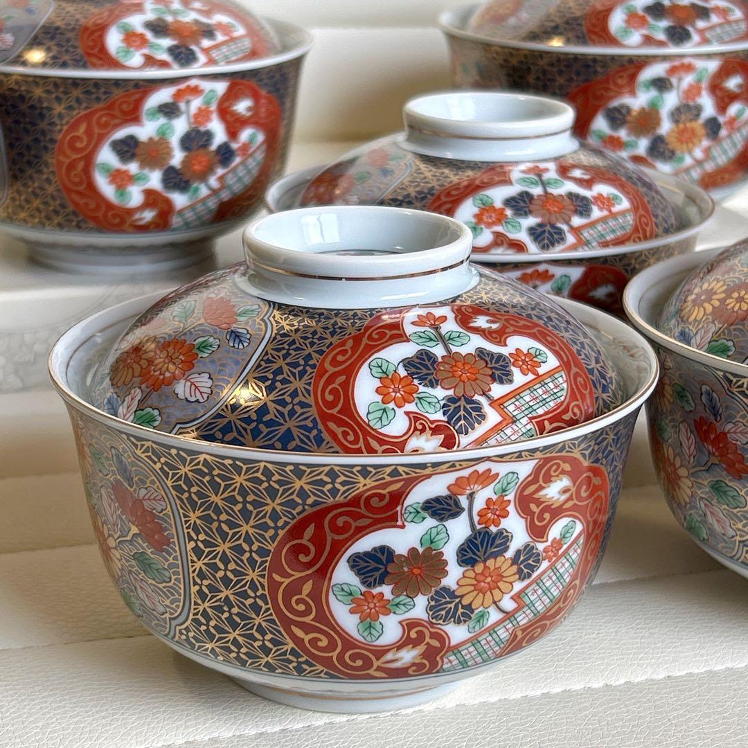 前畑陶器　庫山窯　蓋付きどんぶり揃　5客セット　丼ぶり　色絵　金彩古伊万里　浪漫
