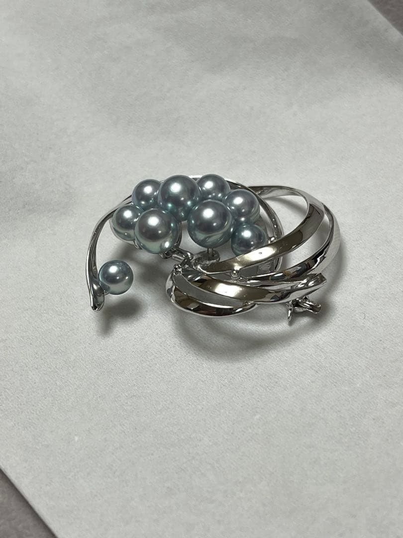 TASAKI 希少 美品 田崎真珠 ブルーパール ブローチ ベビーパール 黒真珠