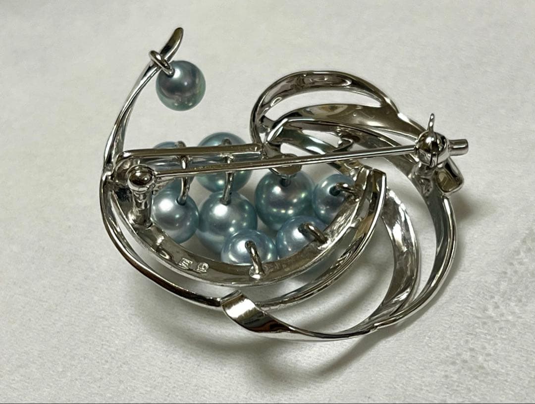 TASAKI 希少 美品 田崎真珠 ブルーパール ブローチ ベビーパール 黒真珠