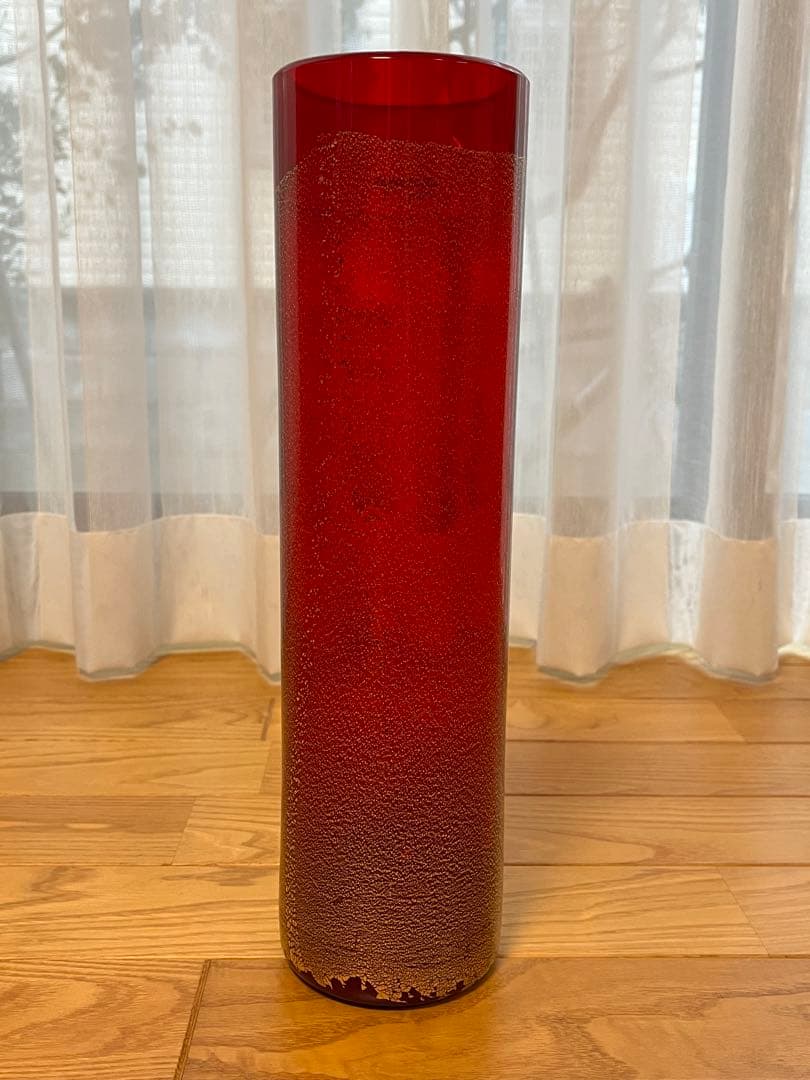 肥前びーどろ　円筒花器　赤　大