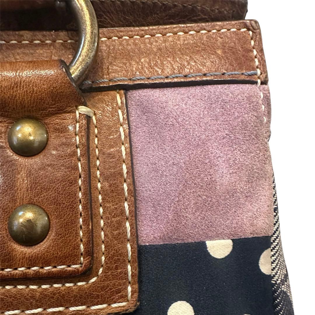 コーチ　ハンドバッグ　ターンロック　パッチワーク　デニム　肩掛け　10816