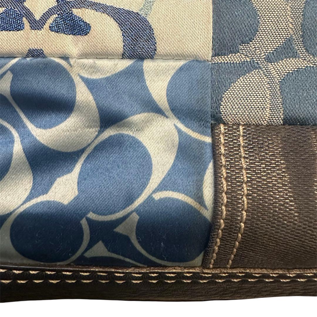 コーチ　ハンドバッグ　ターンロック　パッチワーク　デニム　肩掛け　10816