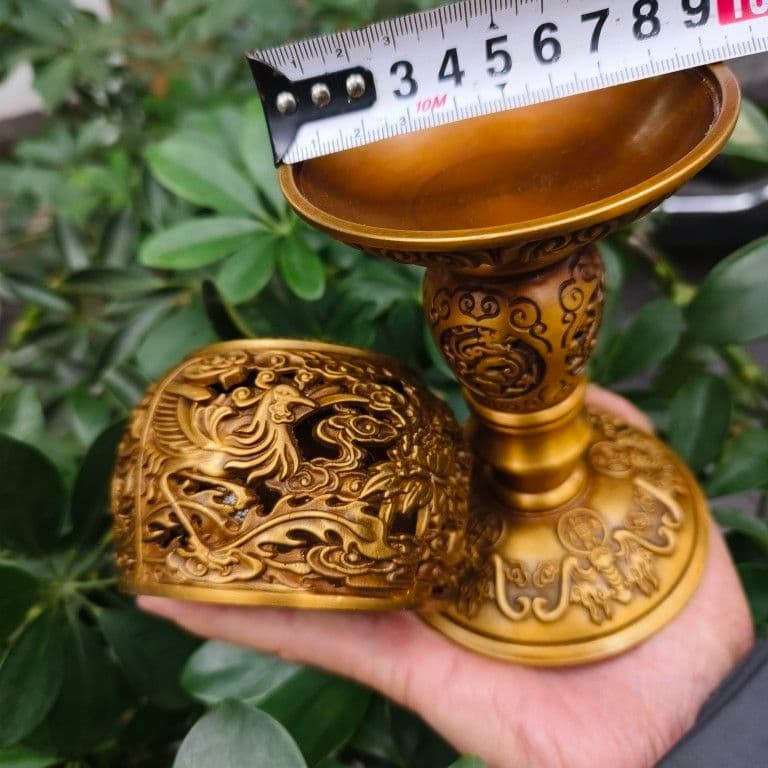 銅製 透かし彫り双鳳香炉 灯籠薫香炉 香道具 装飾品 工芸品 置物