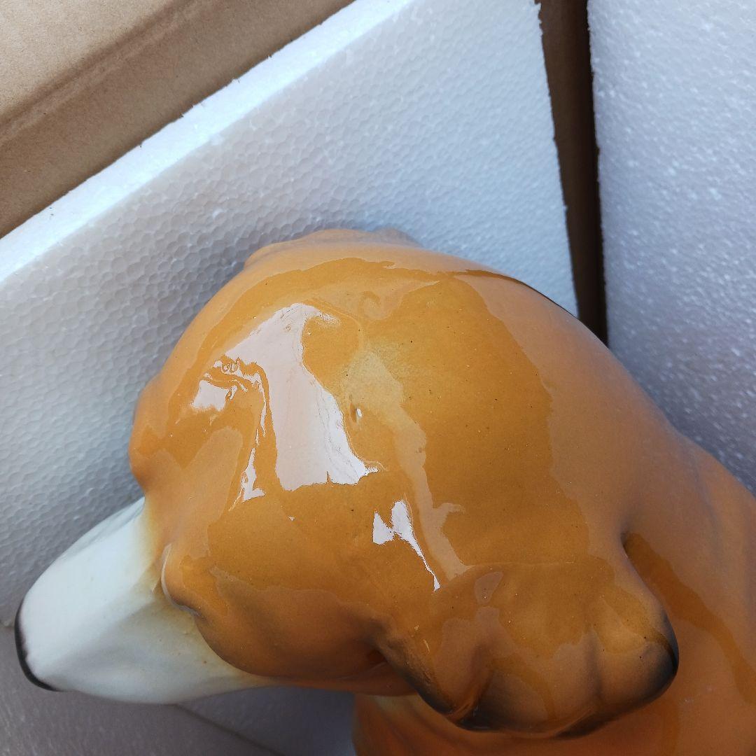 新品　陶器犬　大型犬　ゴールデン　レトリバー　難有　オブジェ　置物　イエロー　黄