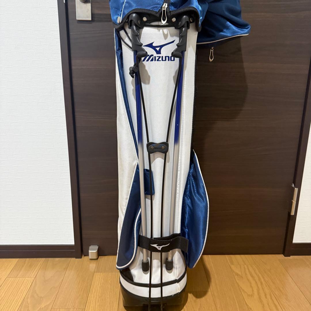 Mizuno スタンド式 キャディバッグ ゴルフバッグ 青/白