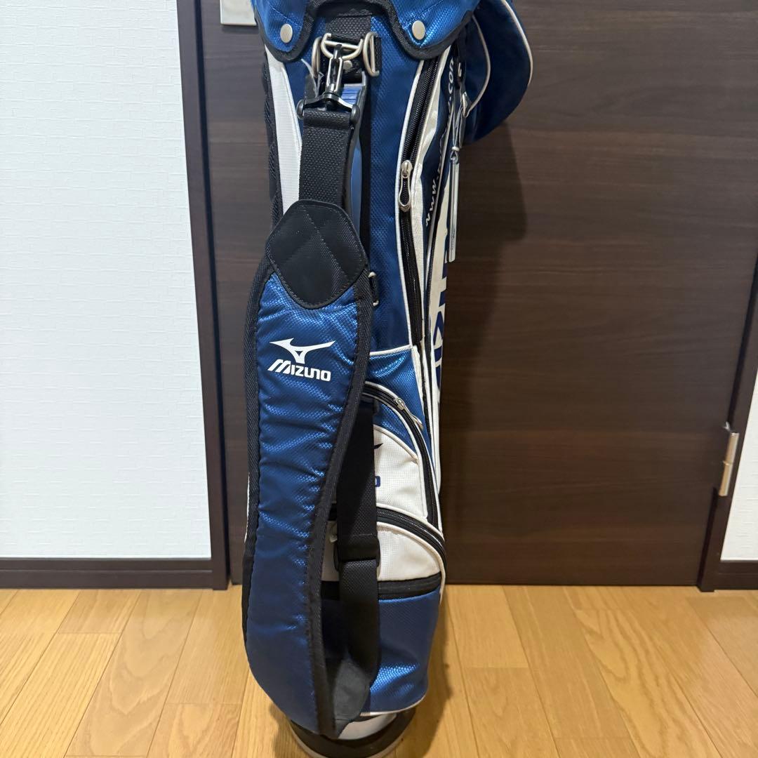 Mizuno スタンド式 キャディバッグ ゴルフバッグ 青/白