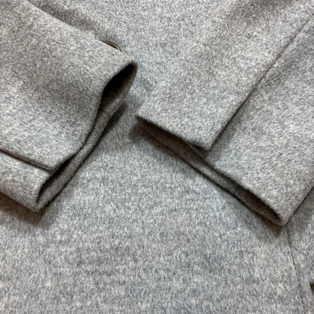 未使用級 23区 ピーコート アンゴラ混 ダブルフェイス グレー 4Lサイズ