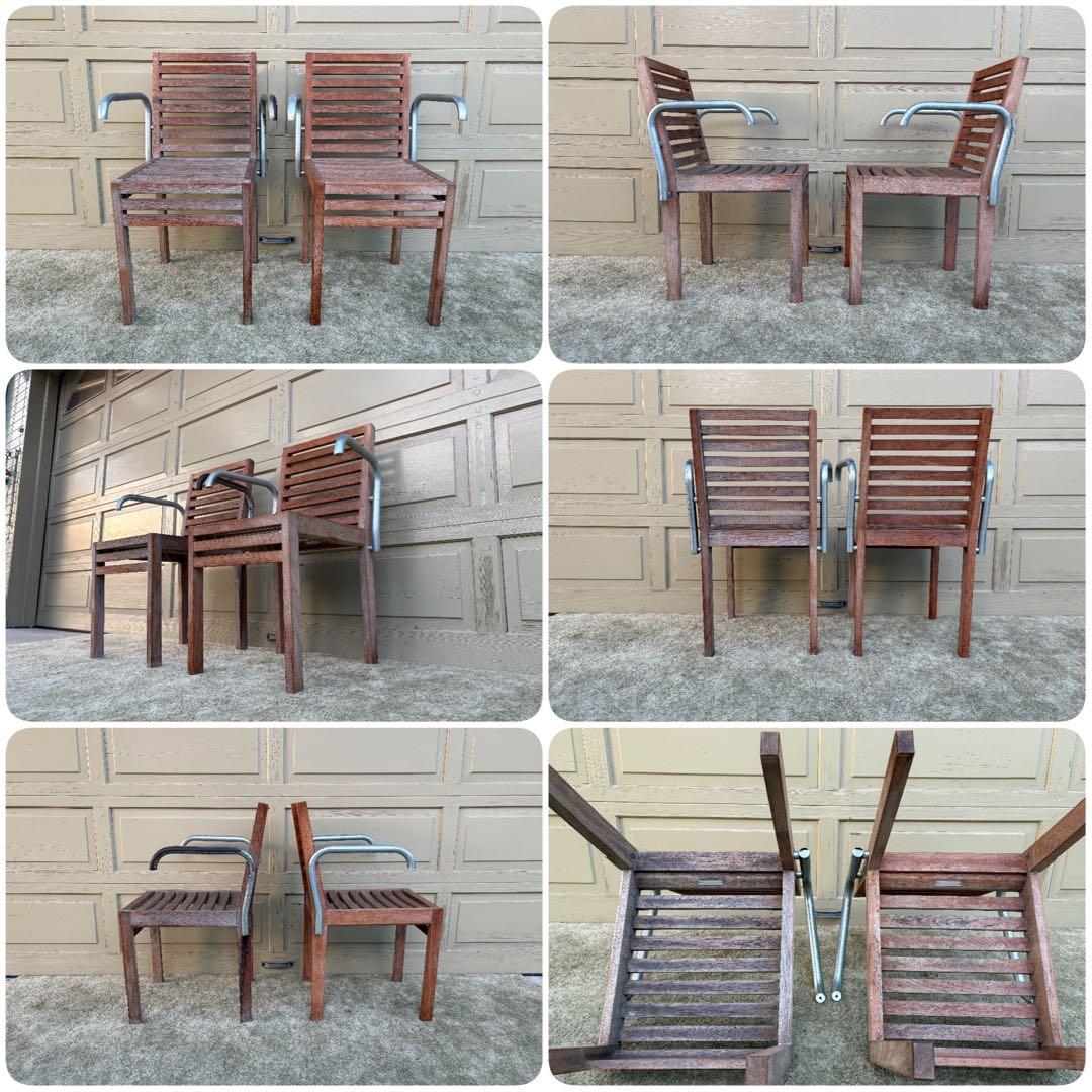 カッシーナイクスシー 植木莞爾 RIGA TEAKS テーブル＆チェア2脚セット