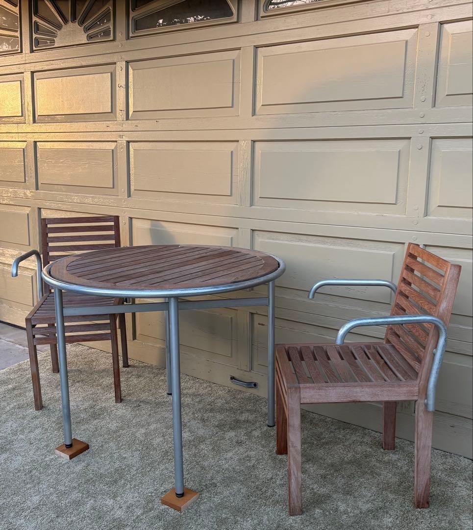 カッシーナイクスシー 植木莞爾 RIGA TEAKS テーブル＆チェア2脚セット