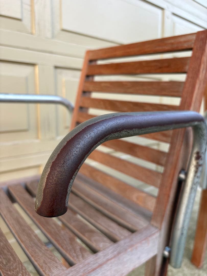 カッシーナイクスシー 植木莞爾 RIGA TEAKS テーブル＆チェア2脚セット