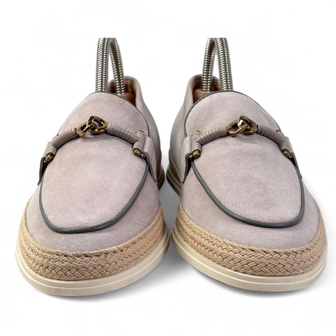 美品 トッズ 34 21 スエード ローファー ホースビット スリッポン