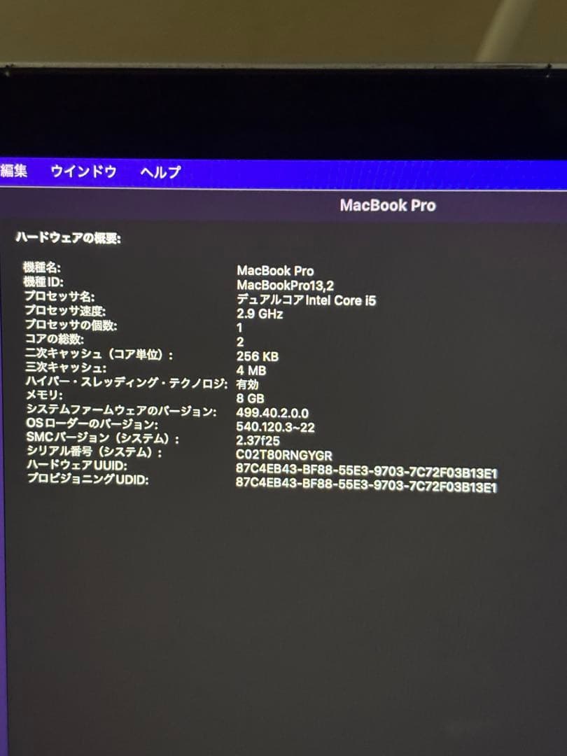 Apple MacBook Pro 13インチ シルバー 本体 US 配列