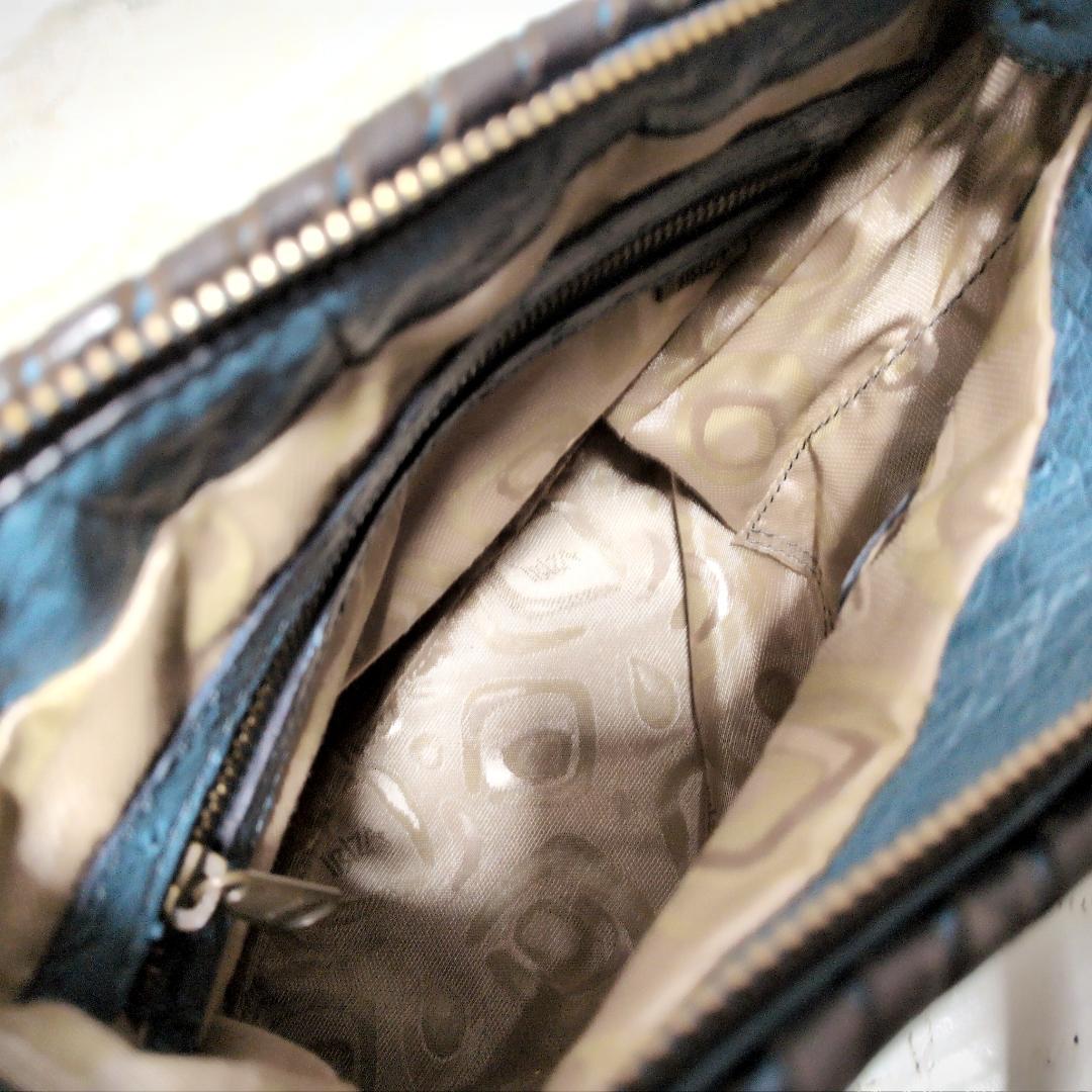 ★IBIZA【イビサ】オーストリッチ ショルダーバッグ ターコイズ 美品