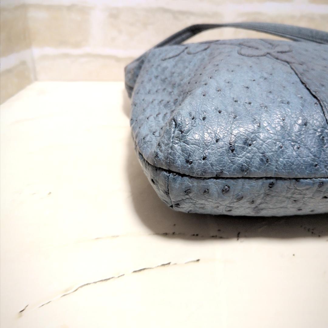 ★IBIZA【イビサ】オーストリッチ ショルダーバッグ ターコイズ 美品