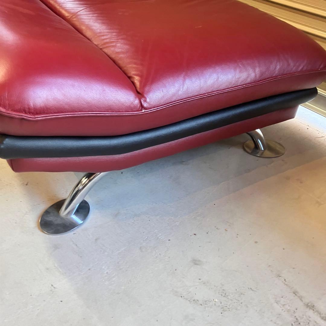 北欧レトロ レザーカウチソファー ソファーベッド アームチェア レッドビンテージ