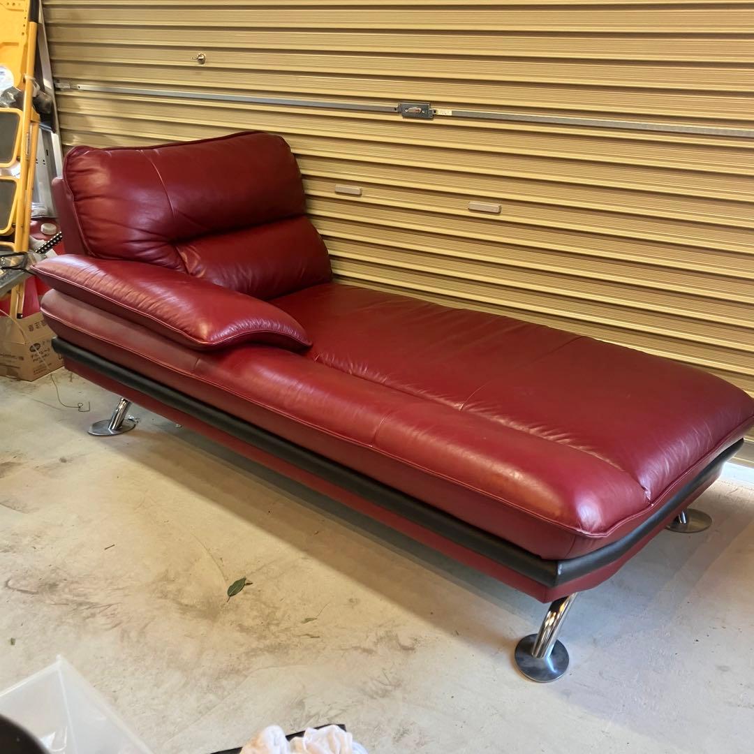 北欧レトロ レザーカウチソファー ソファーベッド アームチェア レッドビンテージ