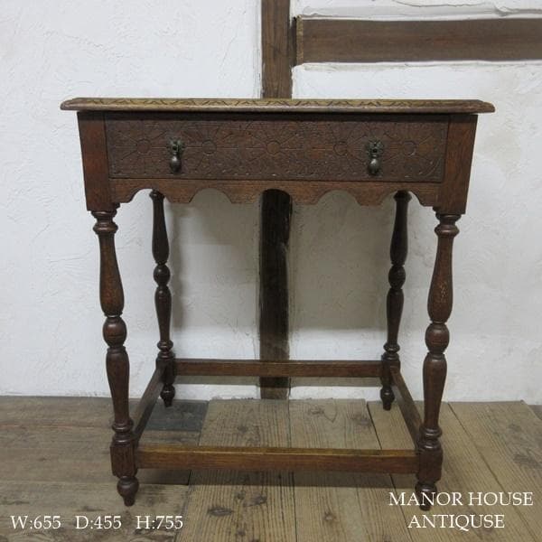 イギリス アンティーク 家具 ホールテーブル コンソール 花台 木製 6278d