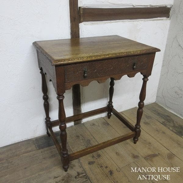 イギリス アンティーク 家具 ホールテーブル コンソール 花台 木製 6278d