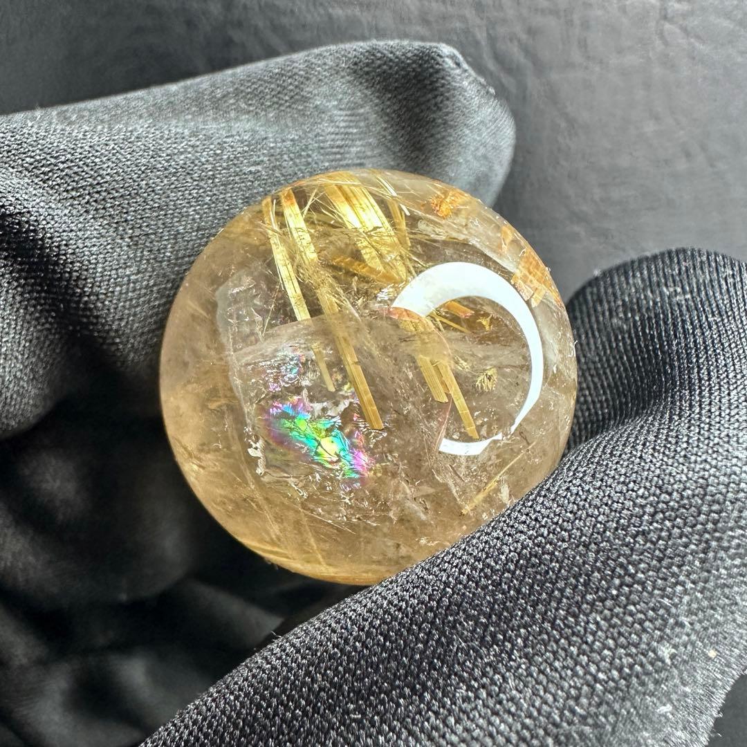 【財運・金運・事業運up❗️】レインボー☆タイチンルチル 丸玉 スフィアA1129