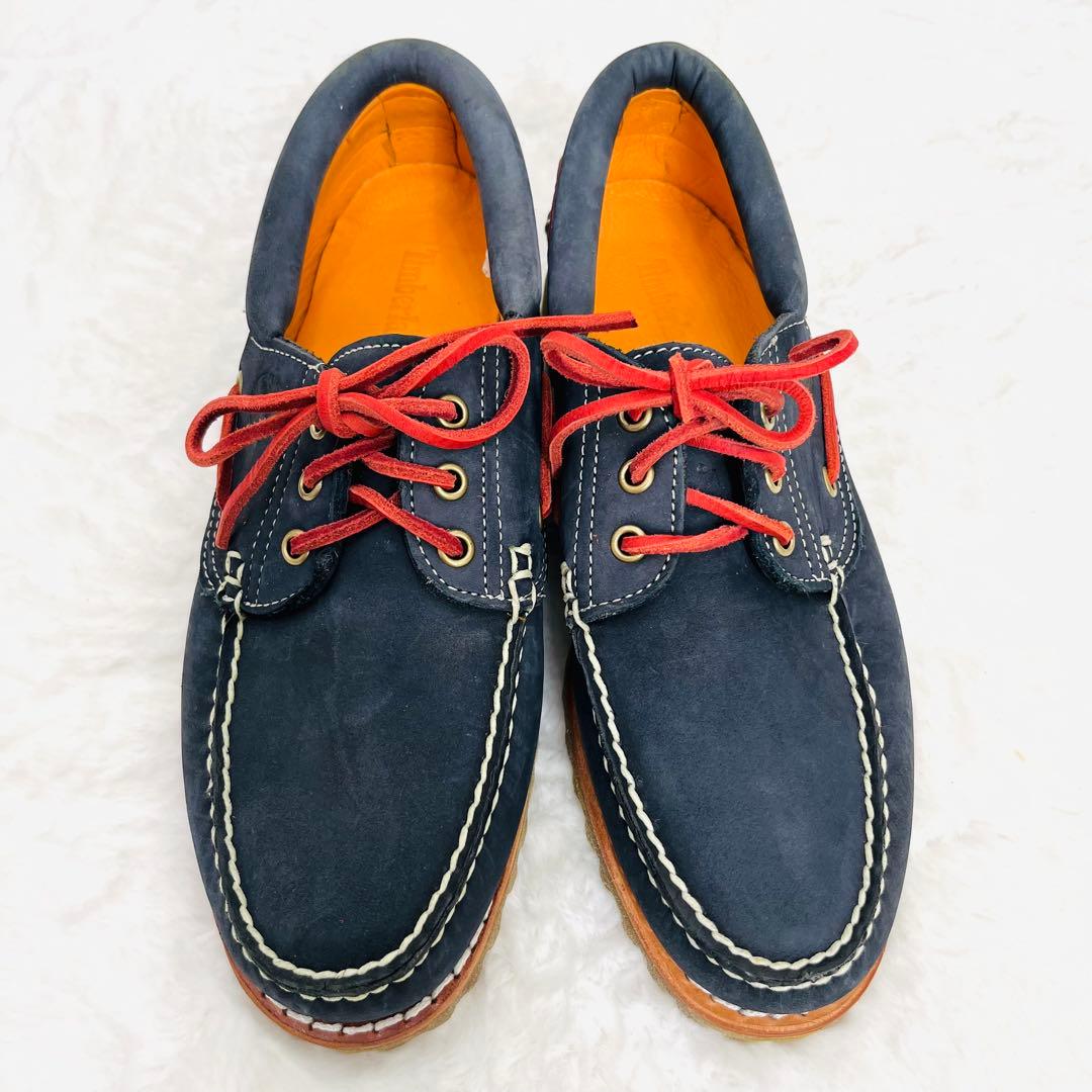 【美品】Timberland ヌバック デッキシューズ【8】ネイビー