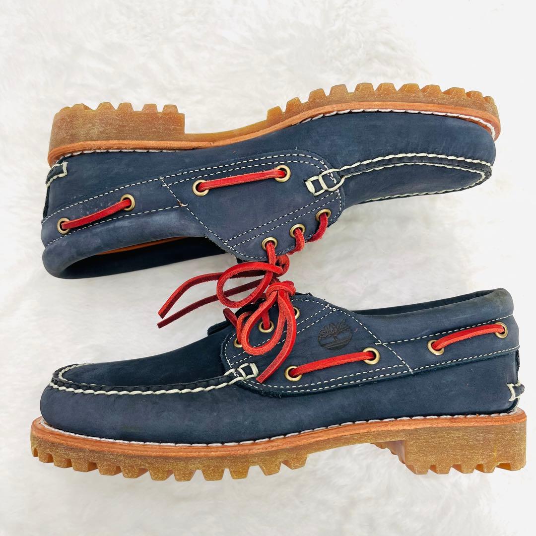 【美品】Timberland ヌバック デッキシューズ【8】ネイビー