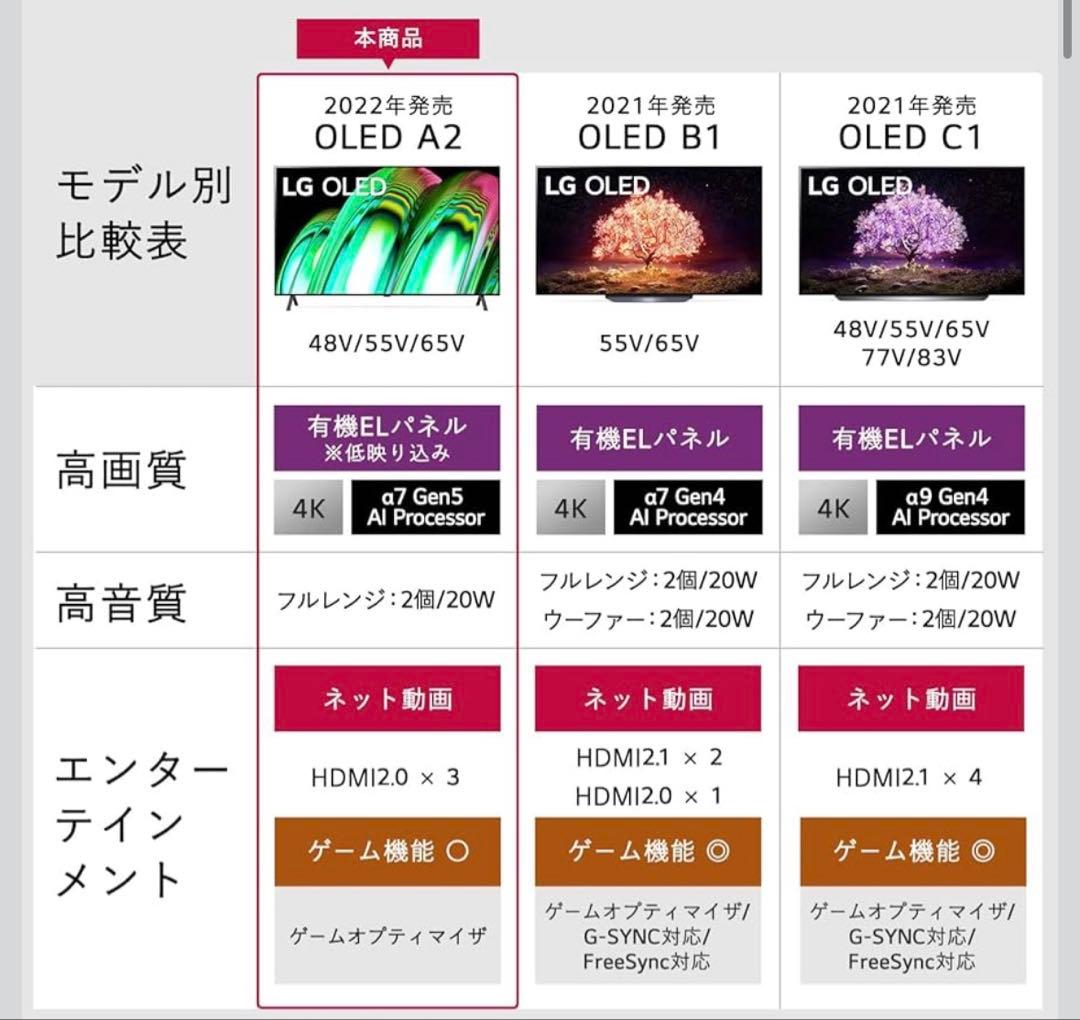 LG テレビ 48型 4K 有機EL 超薄型テレビ　おしゃれ