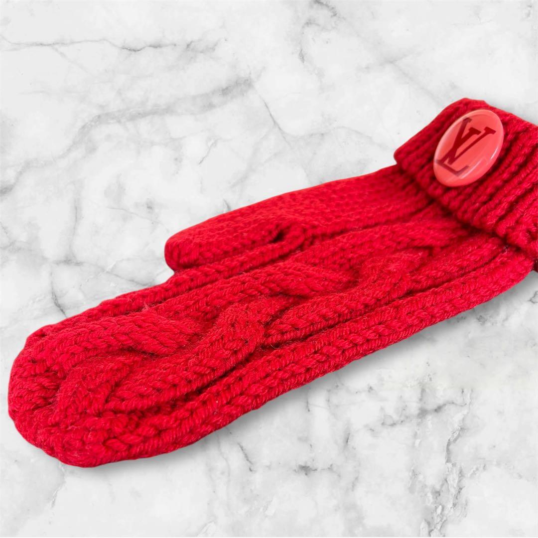 ルイヴィトン LOUIS VUITTON ミトン 手袋 赤 プレゼント向き