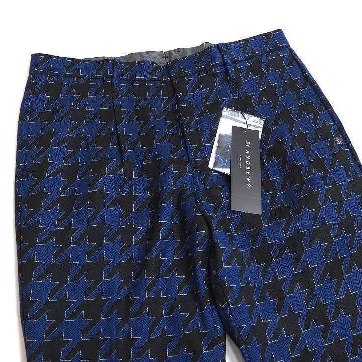 新品 セントアンドリュース ラメジャガード パンツ 定価39600円 青 M