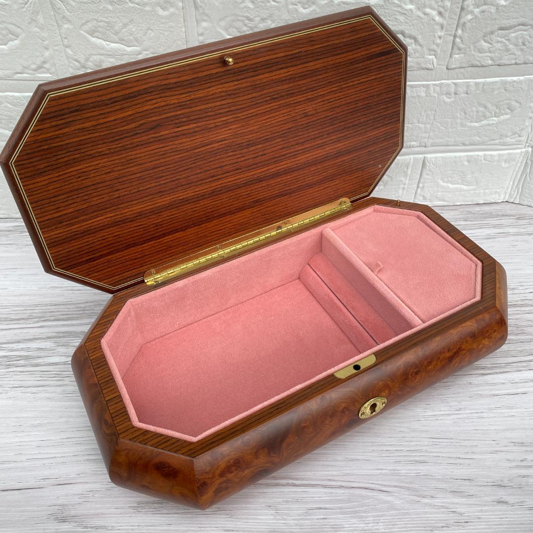 ◆新品同様◎REUGE リュージュ 小物入れオルゴール 象嵌細工 鍵付き