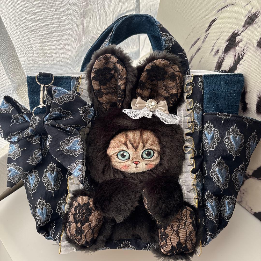 あ*き様 コヤンイサムチョン　ブラックファー×レース　 バック ハンドメイド