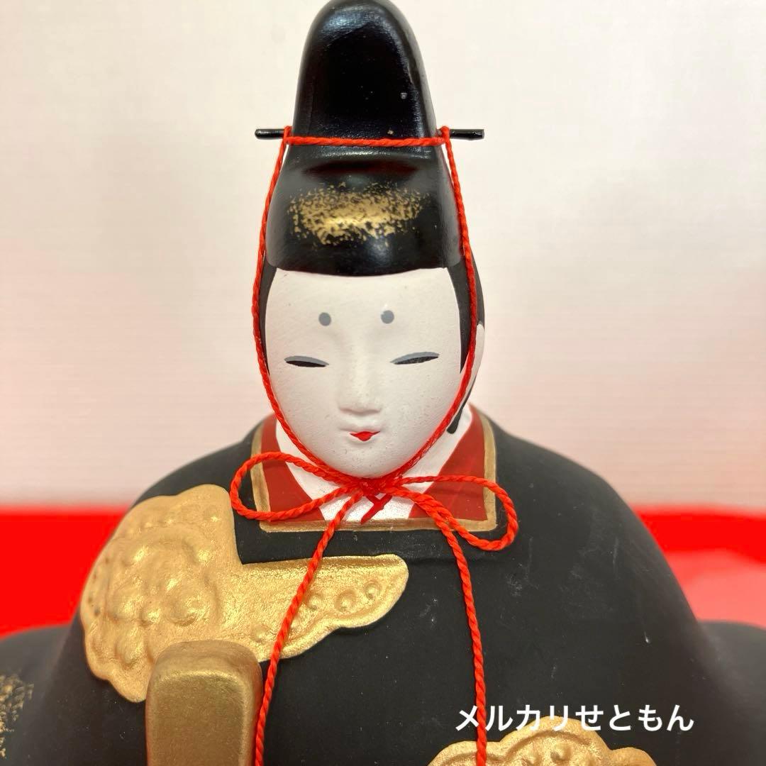 【新品未使用】薬師窯　雛祭り　雛人形　錦彩　 親王桜びな （蒔絵屏風付）