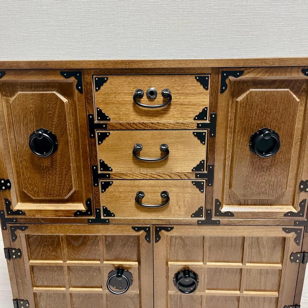 希少 からくり 箪笥 民芸調 隠し 収納多数 昭和レトロ 職人仕上げ 鍵付き