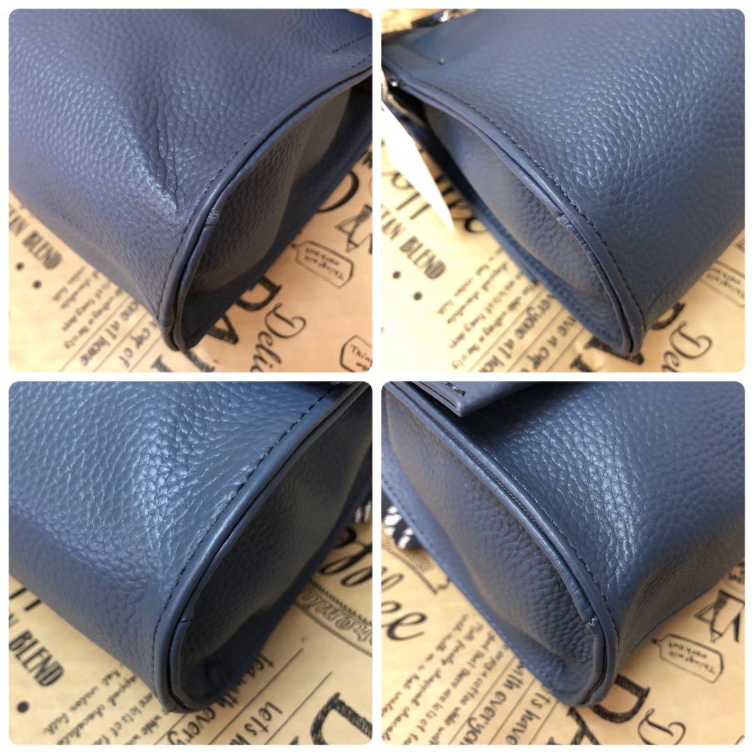 【美品】イアパピヨネ ショルダーバッグ タグ付 レザー ブルー S3030