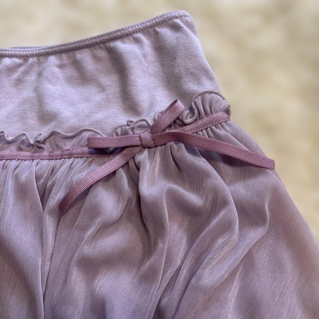 チャコット　薄紫 フレアスカート リボン付き