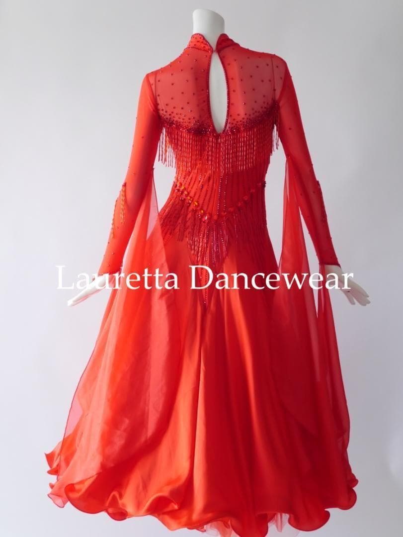 新品✨ラウレッタ 社交ダンスドレス ルビーレッド M 高級仕様 競技 デモ対応