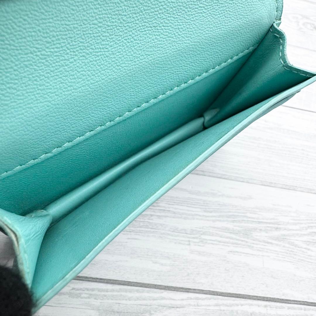 【美品】TIFFANY 名刺入れ カードケース ブルー　レザー　レディース