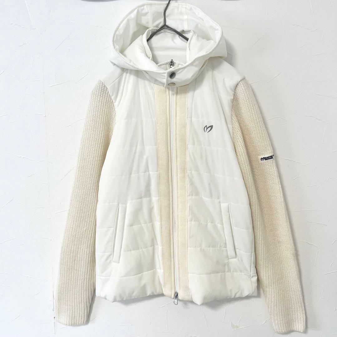 パーリーゲイツ　マスターバニー　異素材　切り替え　ニット×ダウン　パーカー　ロゴ