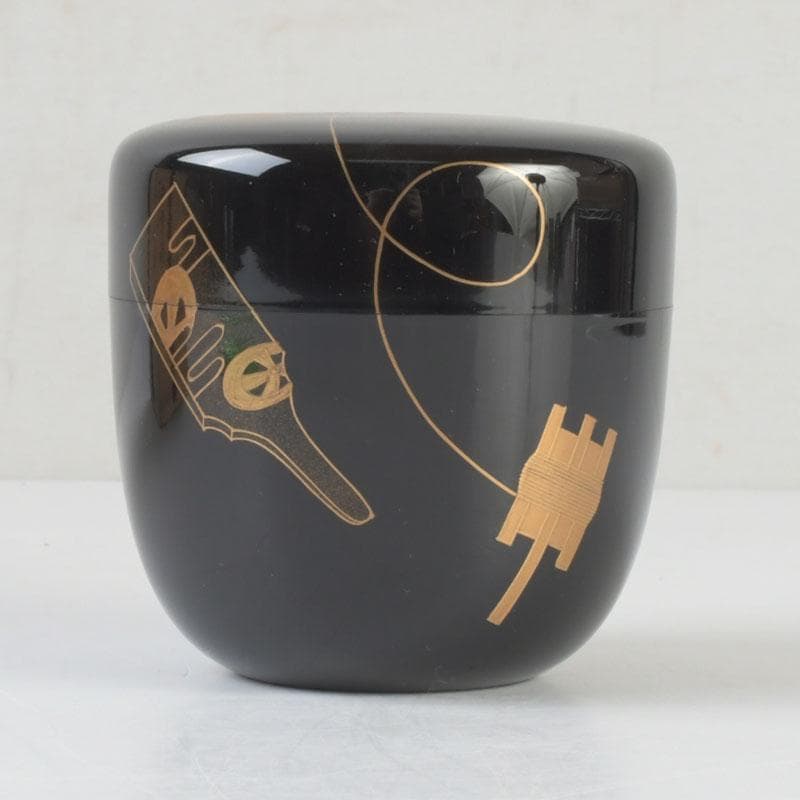 茶道具　蒔絵師　新井司平作　凧蒔絵　大棗　共箱　V　9843