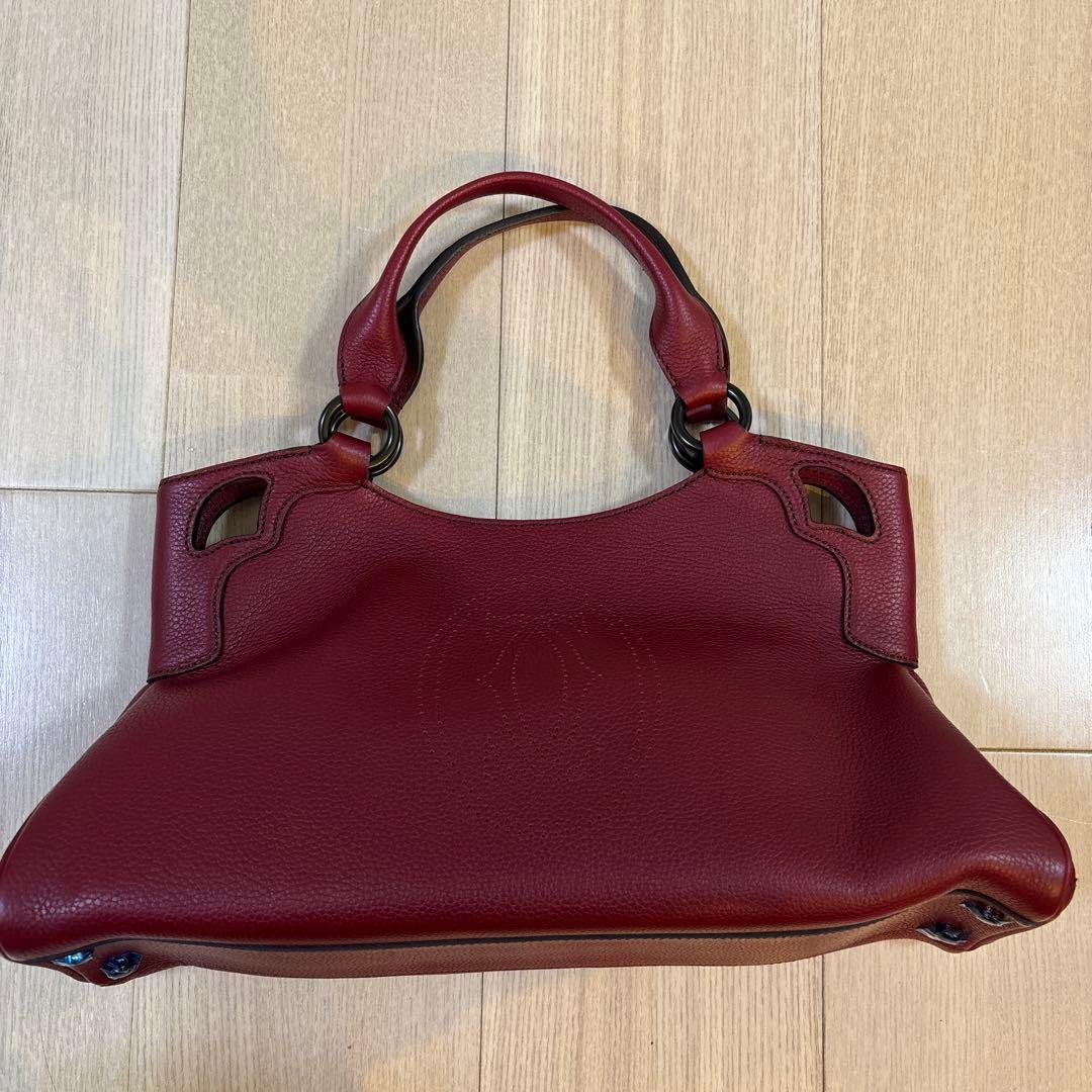 新品未使用　美品Cartier【カルティエ】マルチェロ　ハンドバッグ　赤ボルドー