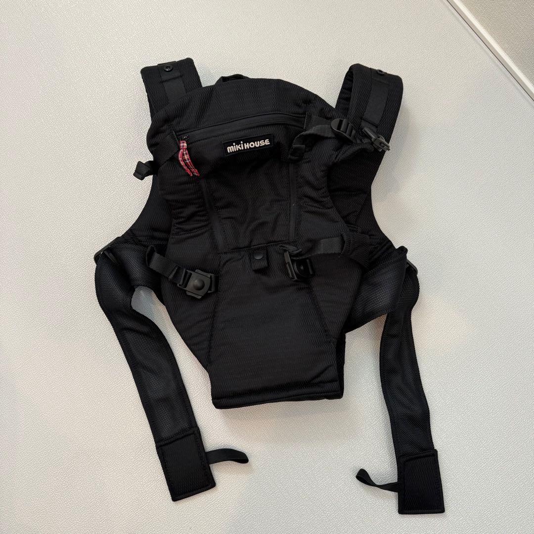 【保証書あり】miki HOUSE ファーストベビーキャリア ブラック　抱っこ紐