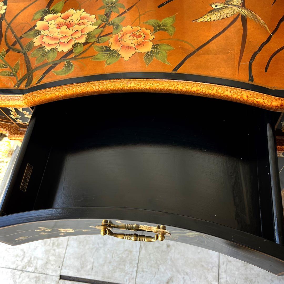 取付無料！中国美術 シノワズリ おしゃれアンティークサイドチェスト 花柄箪笥✨