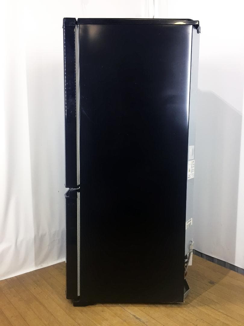 2015◆中古★三菱 ラウンドカット ２ドア冷蔵庫 ブラック 黒 MR-P15Y