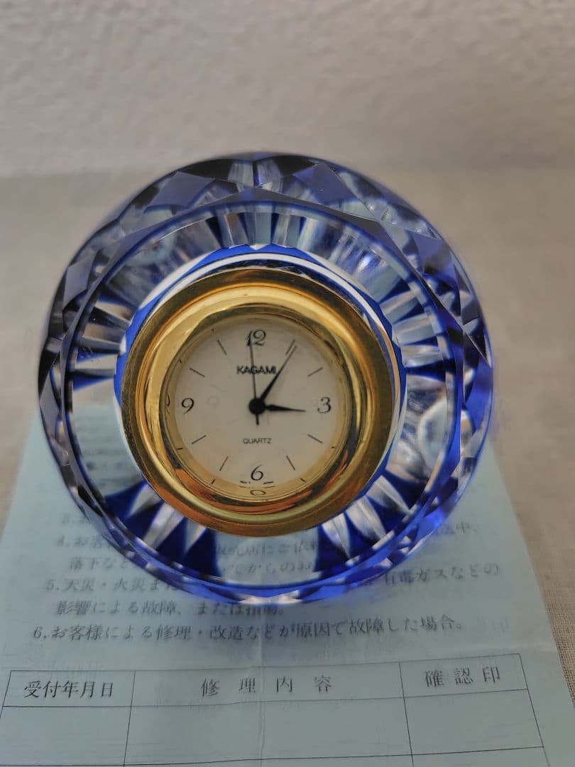 カガミクリスタル 江戸切子 クリスタルカット ガラス 置時計